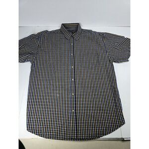Great Northwest Mens Plaid‎ Seersucker Button Up Shirt L Large Short Sleeve